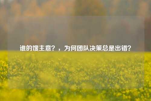 谁的馊主意？，为何团队决策总是出错？