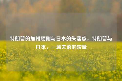特朗普的加州硬刚与日本的失落感，特朗普与日本，一场失落的较量