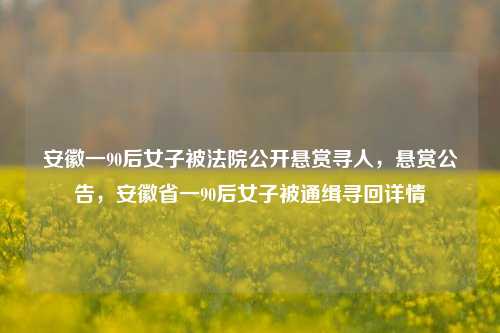 安徽一90后女子被法院公开悬赏寻人，悬赏公告，安徽省一90后女子被通缉寻回详情