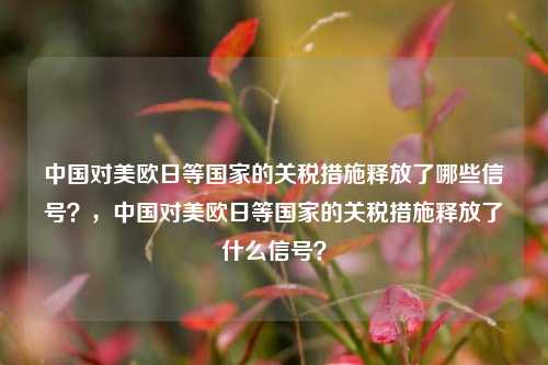 中国对美欧日等国家的关税措施释放了哪些信号？，中国对美欧日等国家的关税措施释放了什么信号？