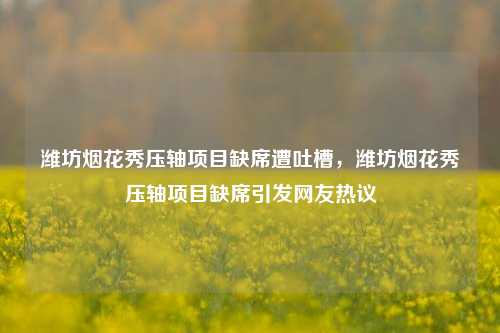 潍坊烟花秀压轴项目缺席遭吐槽，潍坊烟花秀压轴项目缺席引发网友热议