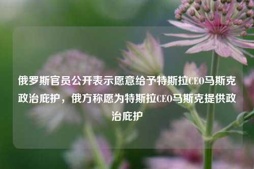 俄罗斯官员公开表示愿意给予特斯拉CEO马斯克政治庇护，俄方称愿为特斯拉CEO马斯克提供政治庇护