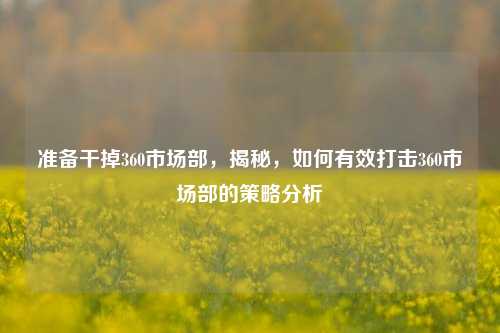 准备干掉360市场部，揭秘，如何有效打击360市场部的策略分析