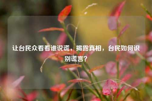 让台民众看看谁说谎，揭露真相，台民如何识别谎言？