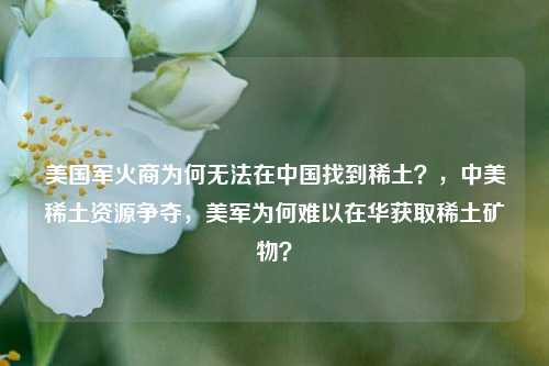 美国军火商为何无法在中国找到稀土？，中美稀土资源争夺，美军为何难以在华获取稀土矿物？