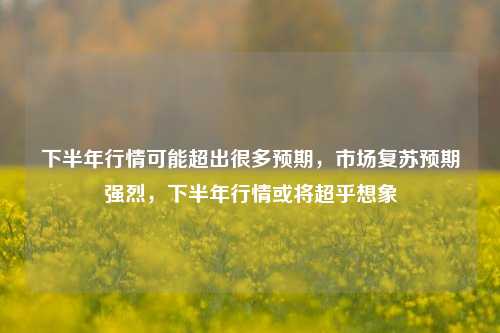 下半年行情可能超出很多预期，市场复苏预期强烈，下半年行情或将超乎想象
