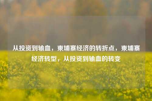 从投资到输血，柬埔寨经济的转折点，柬埔寨经济转型，从投资到输血的转变