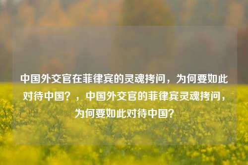 中国外交官在菲律宾的灵魂拷问，为何要如此对待中国？，中国外交官的菲律宾灵魂拷问，为何要如此对待中国？