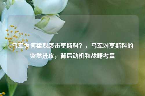 乌军为何猛烈袭击莫斯科？，乌军对莫斯科的突然进攻，背后动机和战略考量