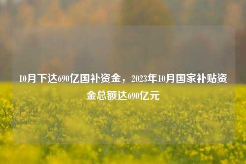 10月下达690亿国补资金，2023年10月国家补贴资金总额达690亿元