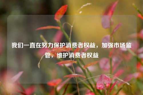 我们一直在努力保护消费者权益，加强市场监管，维护消费者权益
