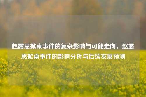 赵露思掀桌事件的复杂影响与可能走向，赵露思掀桌事件的影响分析与后续发展预测