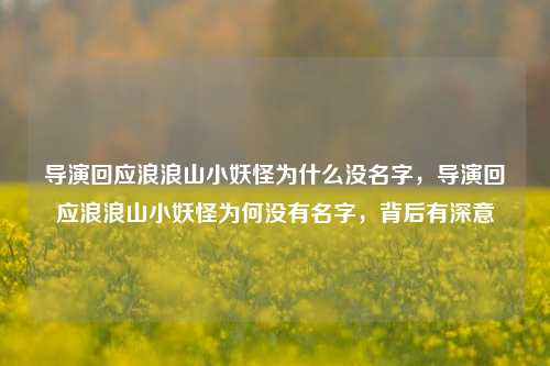 导演回应浪浪山小妖怪为什么没名字，导演回应浪浪山小妖怪为何没有名字，背后有深意