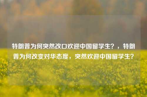 特朗普为何突然改口欢迎中国留学生？，特朗普为何改变对华态度，突然欢迎中国留学生？
